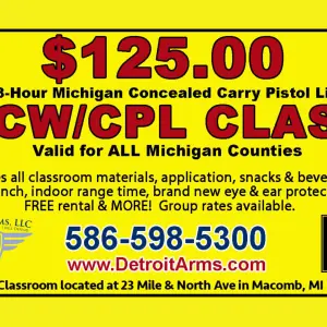 1-Day Michigan Concealed Carry CCW/CPL Class